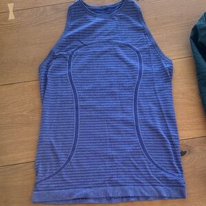 lululemon athletica Blue Striped Tank Top